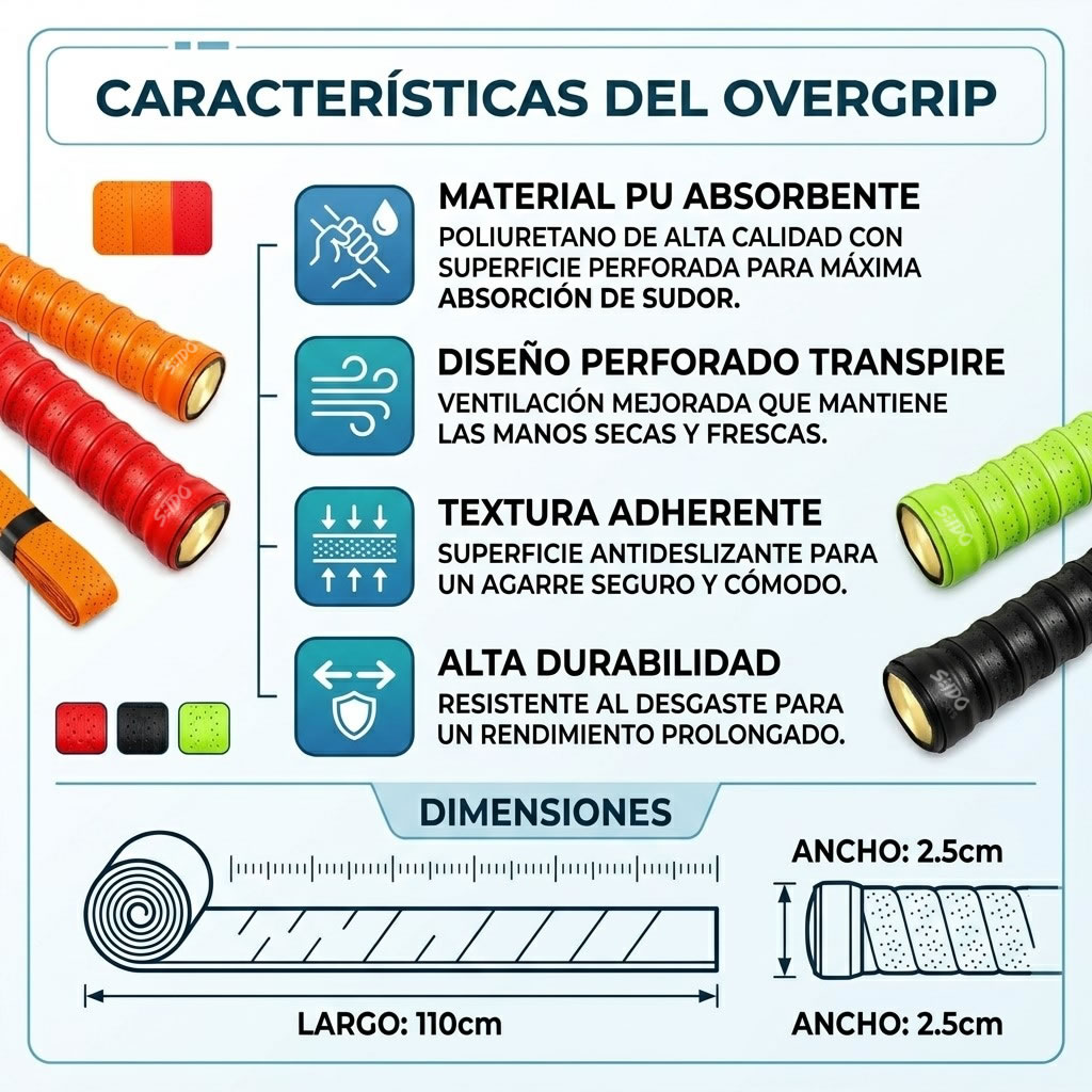Overgrip Sobregrip Tournagrip Tenis De Campo Raqueta Deporte