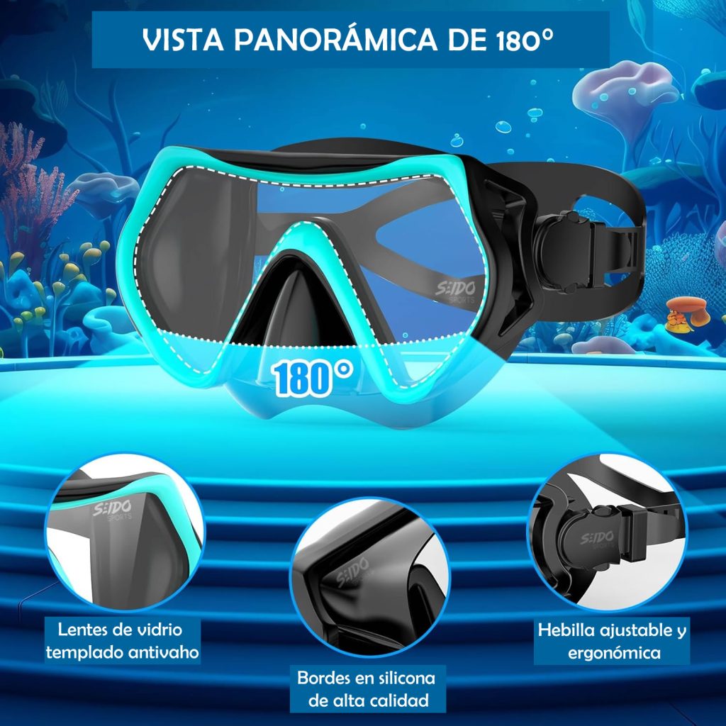 Set De Careta Y Snorkel Swimmer Kit Natación Buceo Vidrio Templado