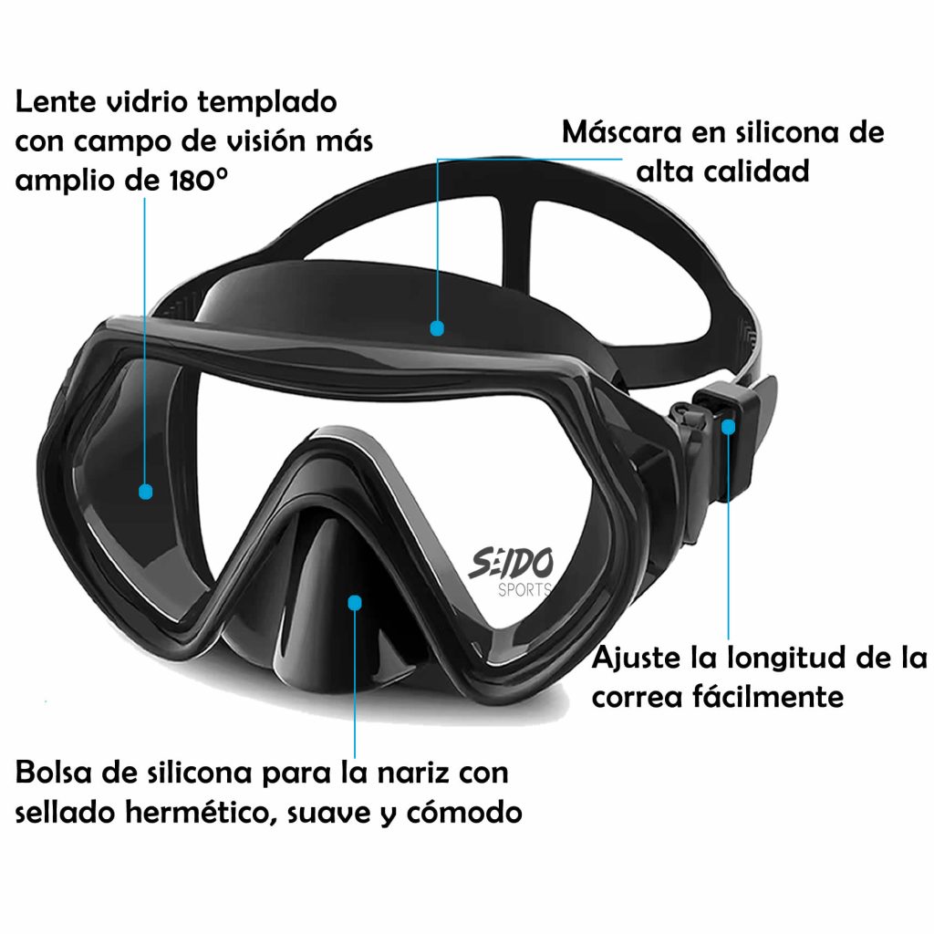 Set De Careta Y Snorkel Swimmer Kit Natación Buceo Vidrio Templado