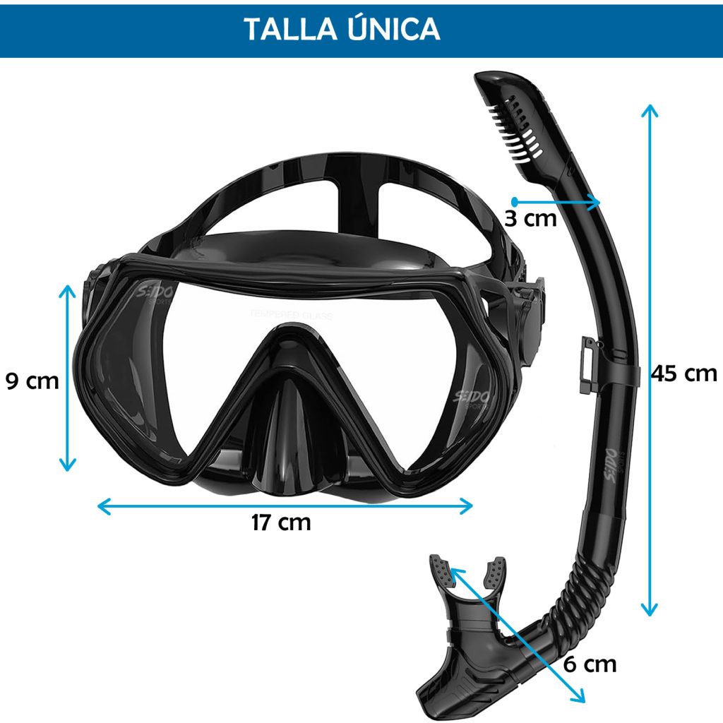 Set De Careta Y Snorkel Swimmer Kit Natación Buceo Vidrio Templado