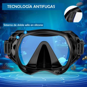Set De Careta Y Snorkel Swimmer Kit Natación Buceo Vidrio Templado