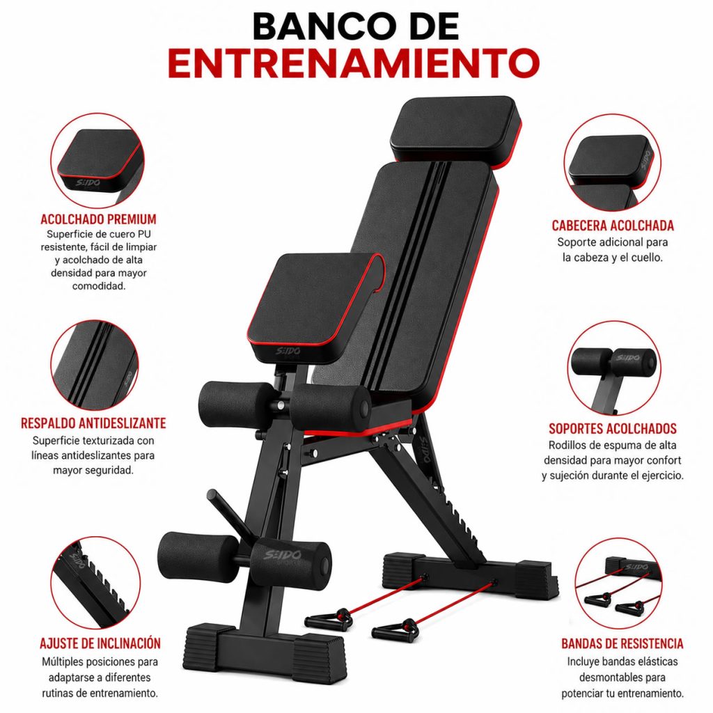 Banco Multifuncional Reclinable Pesas Predicador Multiusos