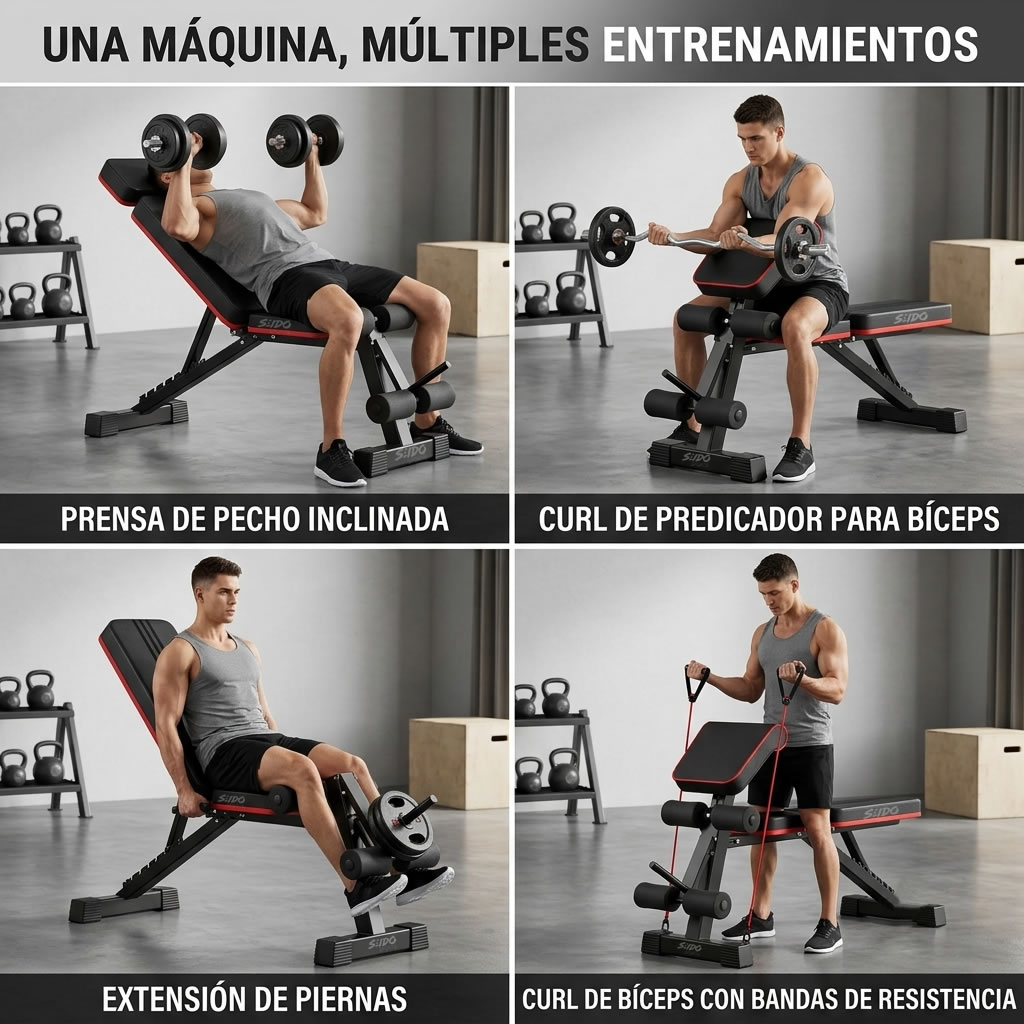 Banco Multifuncional Reclinable Pesas Predicador Multiusos
