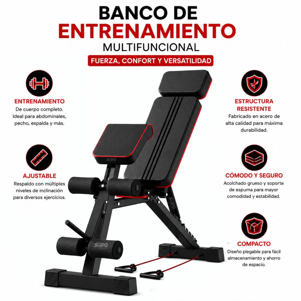 Banco Multifuncional Reclinable Pesas Predicador Multiusos
