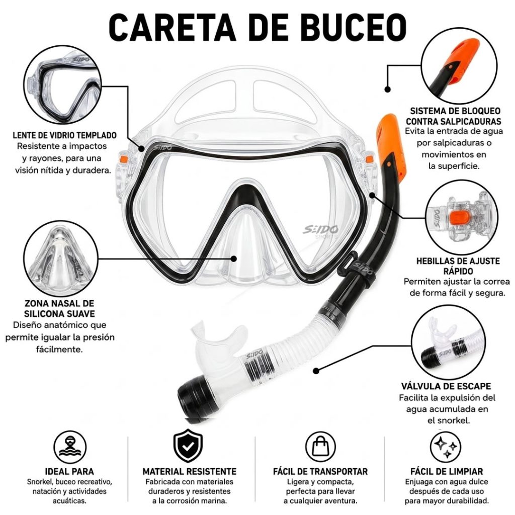 Set De Careta Y Snorkel Swimmer Kit Natación Buceo Silicona