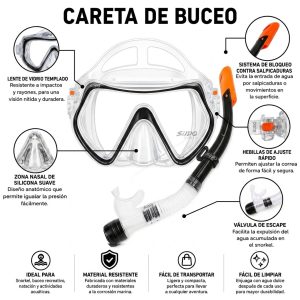 Set De Careta Y Snorkel Swimmer Kit Natación Buceo Silicona