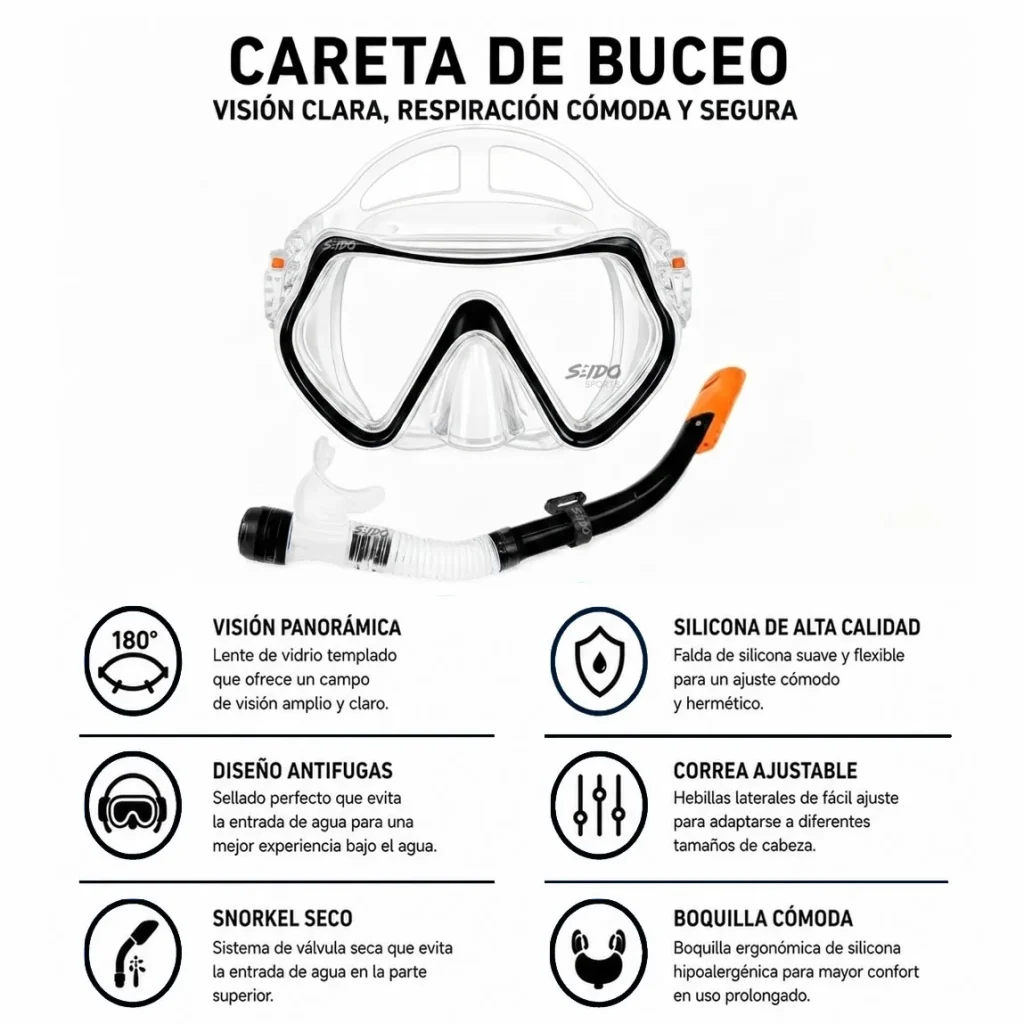 Set De Careta Y Snorkel Swimmer Kit Natación Buceo Silicona