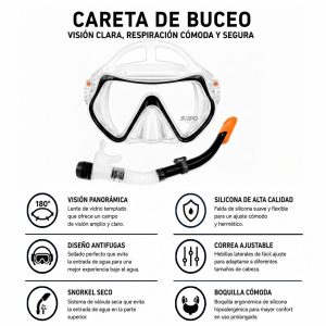 Set De Careta Y Snorkel Swimmer Kit Natación Buceo Silicona