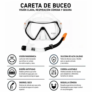 Set De Careta Y Snorkel Swimmer Kit Natación Buceo Silicona