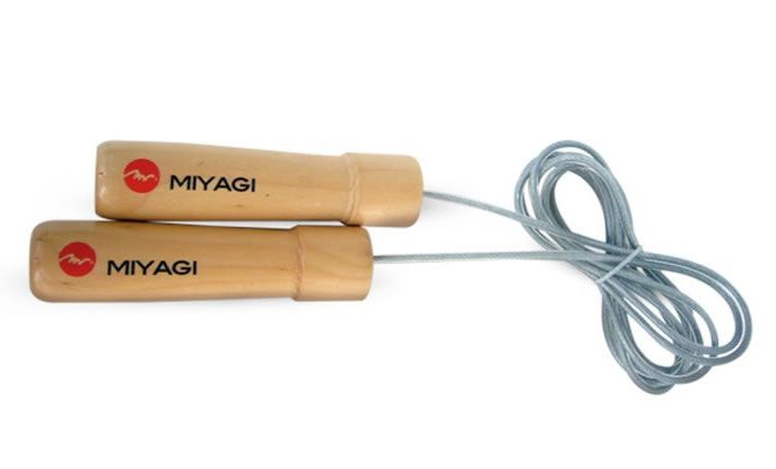 Cuerda Salto Lazo Miyagi Mango Madera Cardio Fitness Entrena