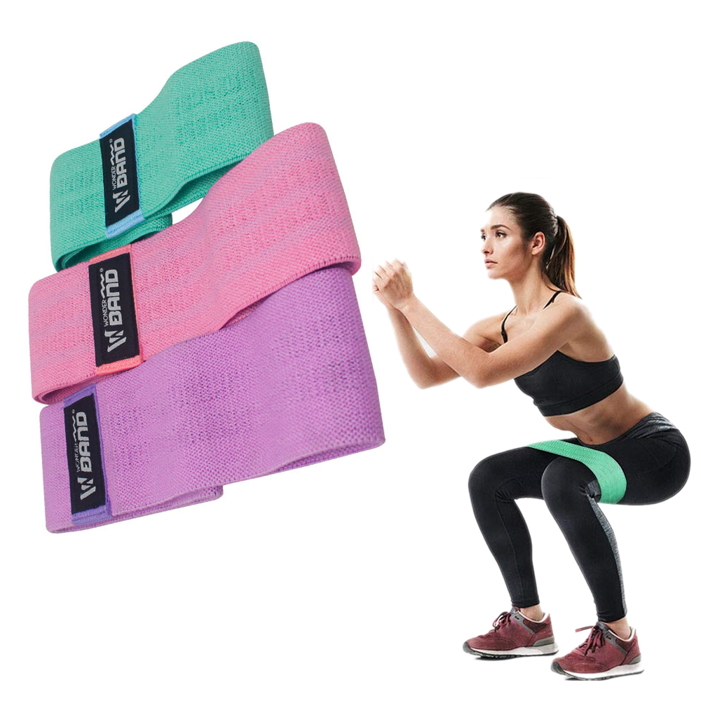 Kit Set De 3 Bandas Elásticas Resistencia Tela Cerradas Gym