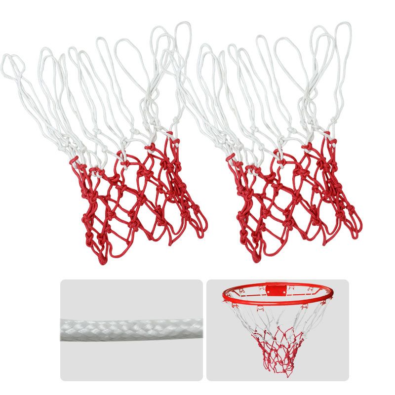 Malla X 2 Aro Baloncesto Red Nylon Basketball Blanca / Roja