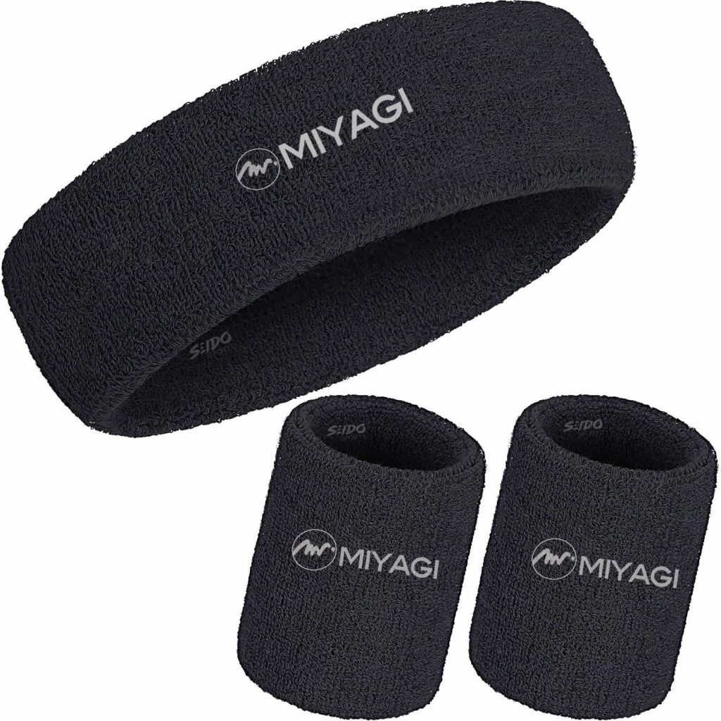 Set Kit Balaca Y Muñequera Miyagi Algodón Fitness Gym