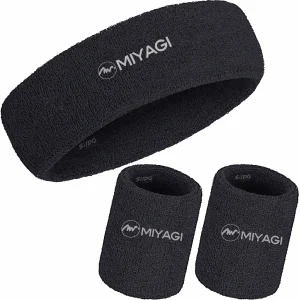 Set Kit Balaca Y Muñequera Miyagi Algodón Fitness Gym - Azul