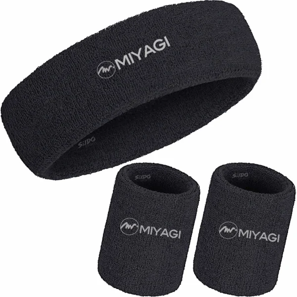 Set Kit Balaca Y Muñequera Miyagi Algodón Fitness Gym
