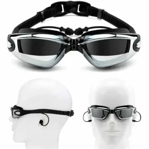 Gafas Piscina Natación Tipo Espejo Uv400 Tapa Oído + Estuche - Azul