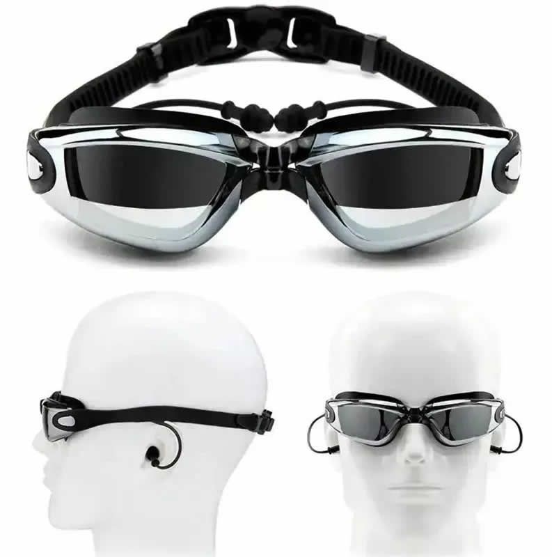 Gafas Piscina Natación Tapa oídos Integrados Tipo Espejo  Uv400 + Estuche