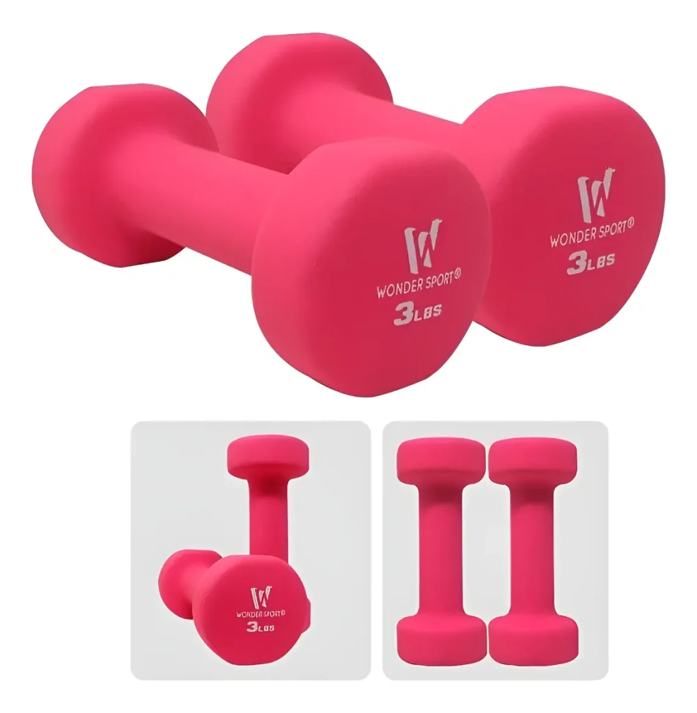 Set Mancuernas X 2 Unds 3lb C/u Kit Pesas Hierro Neopreno