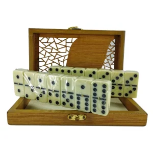Domino Doble 6 Juego De Mesa Con Caja Madera Lujo 28 Piezas