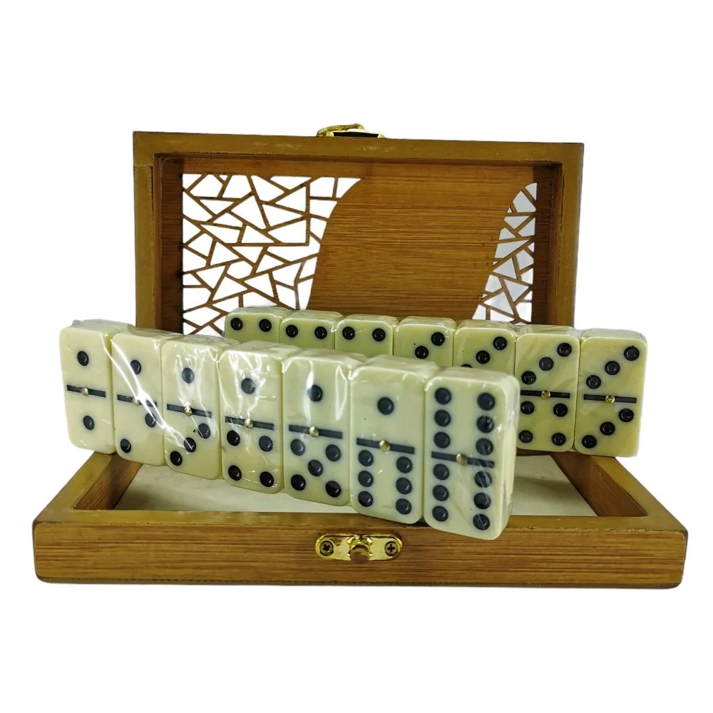 Domino Doble 6 Juego De Mesa Con Caja Madera Lujo 28 Piezas