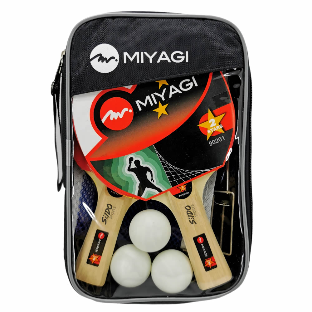 Kit Ping Pong Tenis Mesa Miyagi Set Raquetas Pelotas Malla