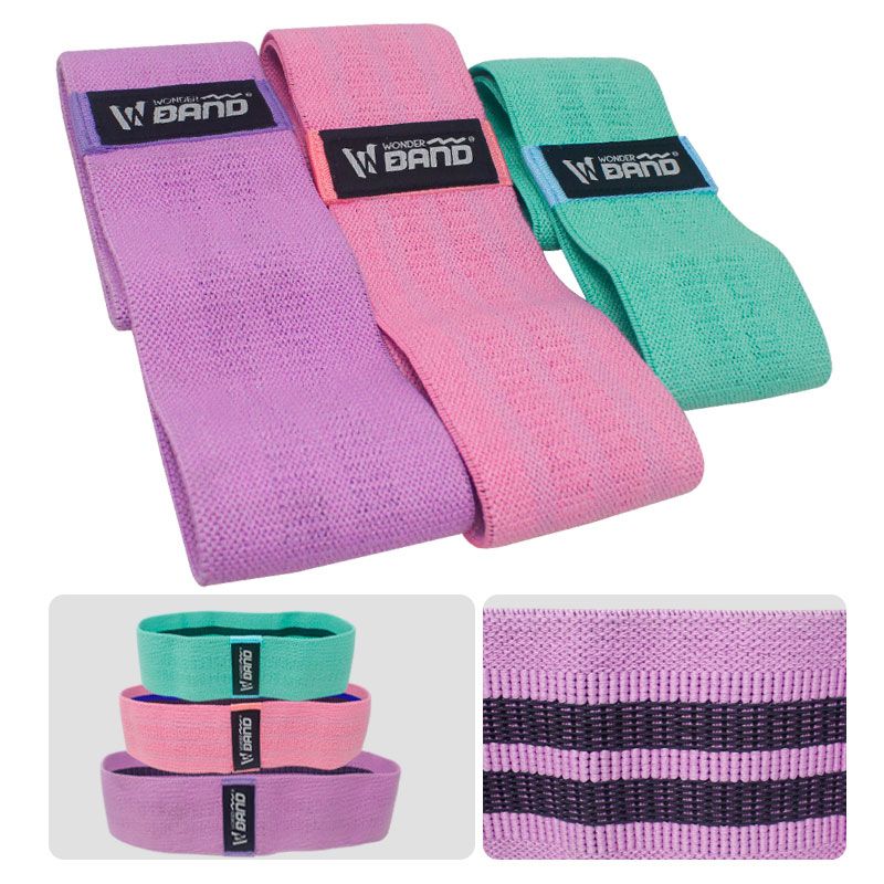 Kit Set De 3 Bandas Elásticas Resistencia Tela Cerradas Gym