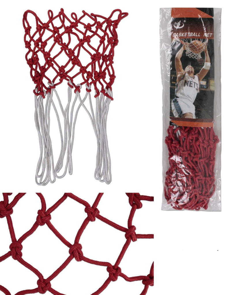 Malla X 2 Aro Baloncesto Red Nylon Basketball Blanca / Roja