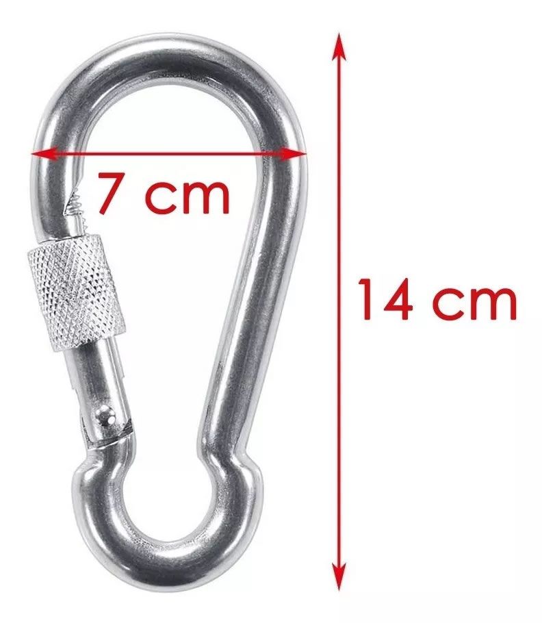Mosqueton En Rosca Con Seguro De Gancho 14 Cm Alpinista