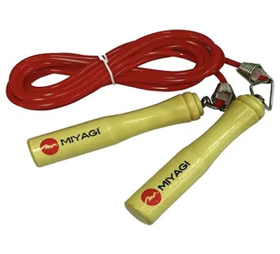 Cuerda Salto Lazo Pvc Miyagi Mango Madera Cardio Fitness Gym