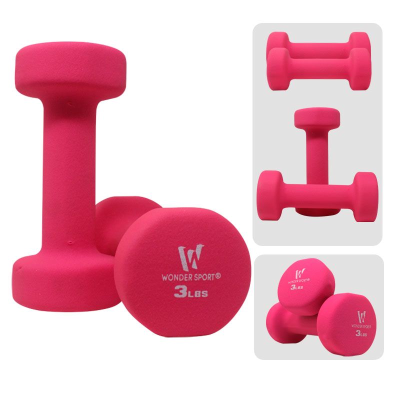 Set Mancuernas X 2 Unds 3lb C/u Kit Pesas Hierro Neopreno