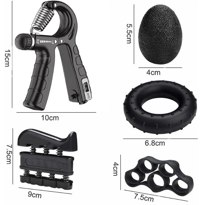 Tensor Mano Hand Grip Kit X 5 Ejercitadores 5/60 Kg Terapia