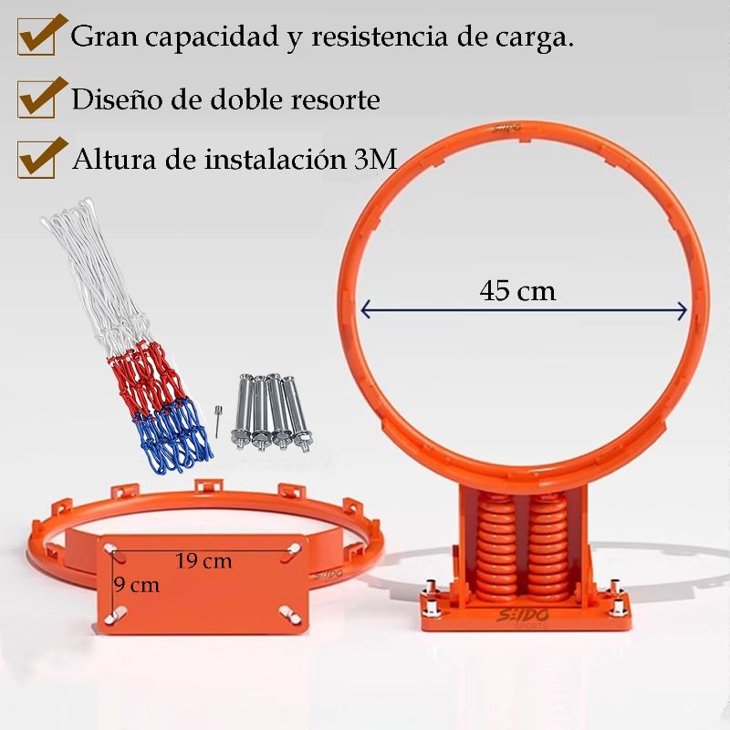 Aro Profesional Baloncesto Doble Resorte Basketball + Malla