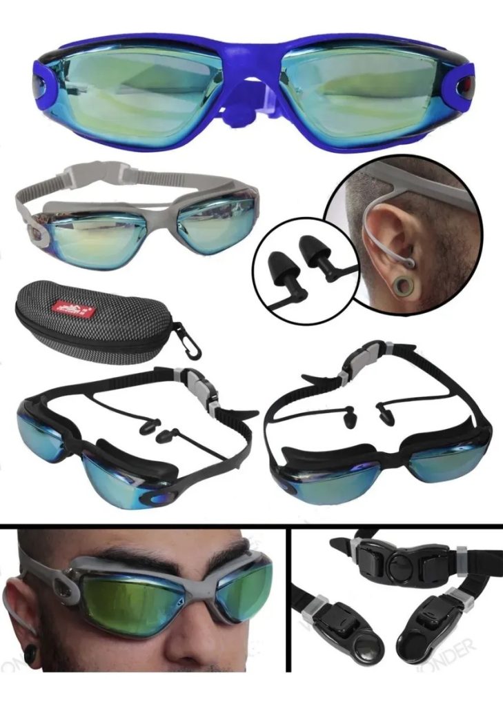Gafas Tapa Oídos Gorro Natacion Kit Piscina Buceo + Estuche