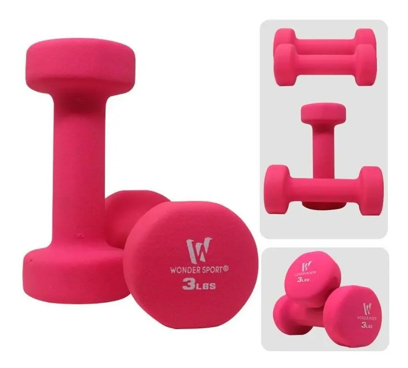 Set Mancuernas X 2 Unds 3lb C/u Kit Pesas Hierro Neopreno