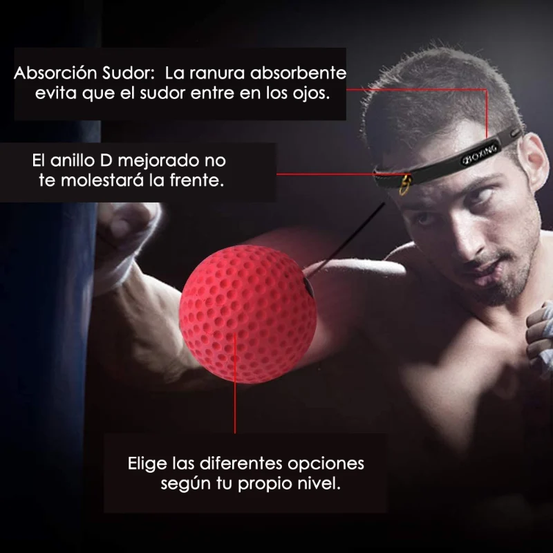 Bola Entrenamiento Boxeo Reflejos Balón Cabeza 3 Niveles