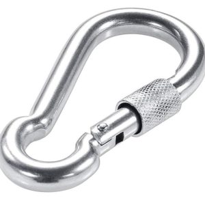 Mosqueton En Rosca Con Seguro De Gancho 14 Cm Alpinista