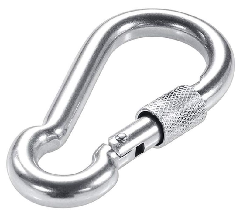 Mosqueton En Rosca Con Seguro De Gancho 14 Cm Alpinista