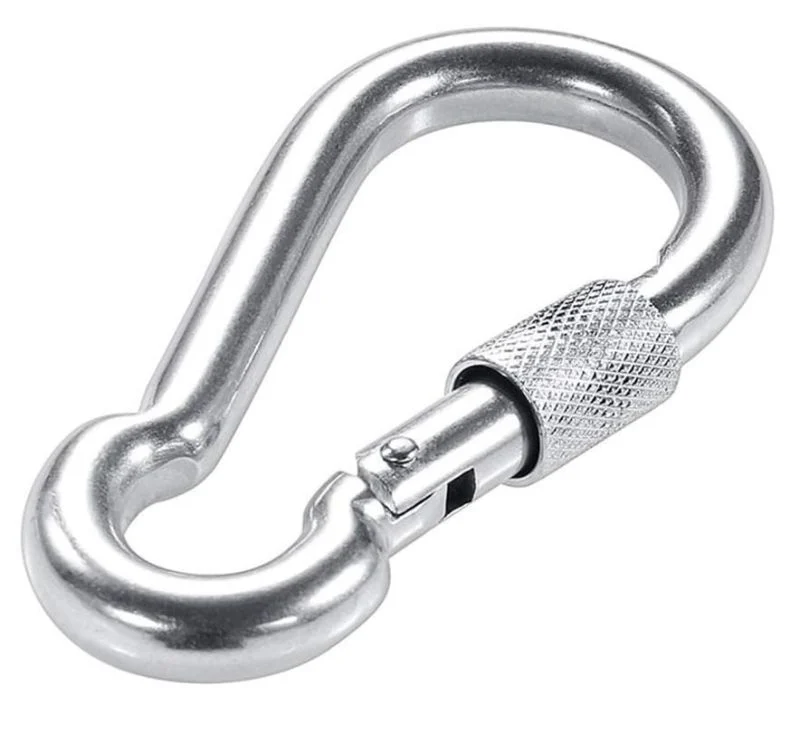 Mosqueton En Rosca Con Seguro De Gancho 14 Cm Alpinista
