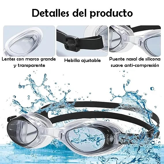 Gafas Natación Tapa Oídos Piscina Ajustable Lentes Niños