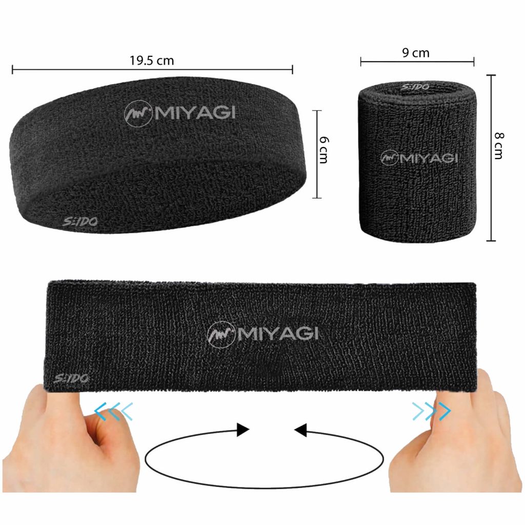 Set Kit Balaca Y Muñequera Miyagi Algodón Fitness Gym