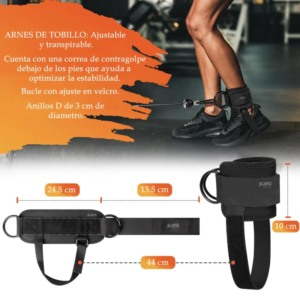 Arnes Tobillo X2 Correas Straps Ankle Grillete Polea Fitness