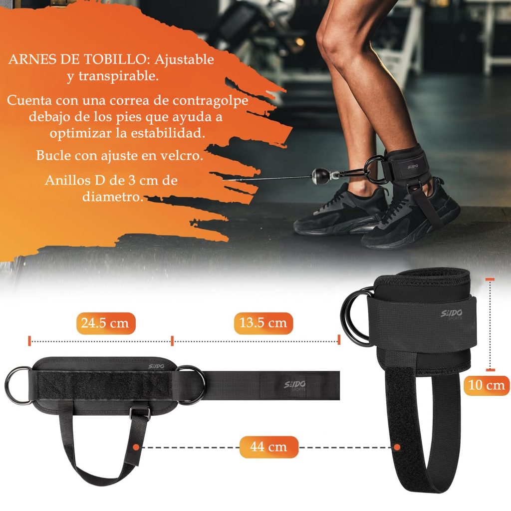 Arnés de Tobillo X2 con Correas y Anillos en D para Polea y Fitness
