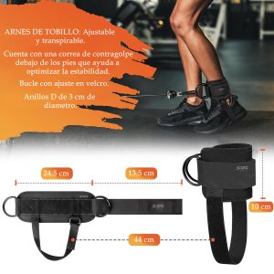 Arnés de Tobillo X2 con Correas y Anillos en D para Polea y Fitness