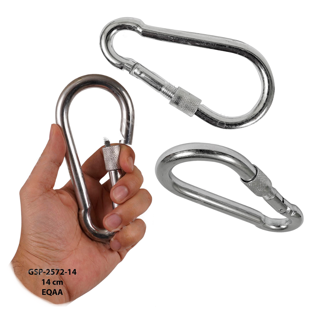 Mosqueton En Rosca Con Seguro De Gancho 14 Cm Alpinista