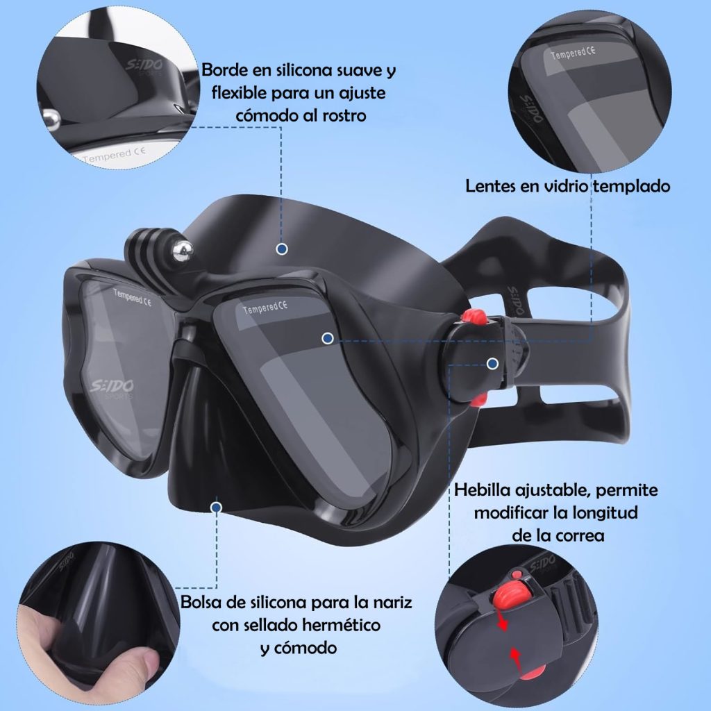 Careta Buceo Gafas Natación Mascara Soporte Cámara Go Pro