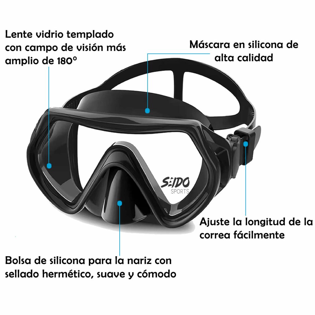 Set De Careta Y Snorkel Swimmer Kit Natación Buceo Vidrio Templado