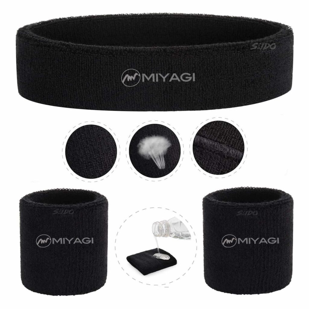 Set Kit Balaca Y Muñequera Miyagi Algodón Fitness Gym