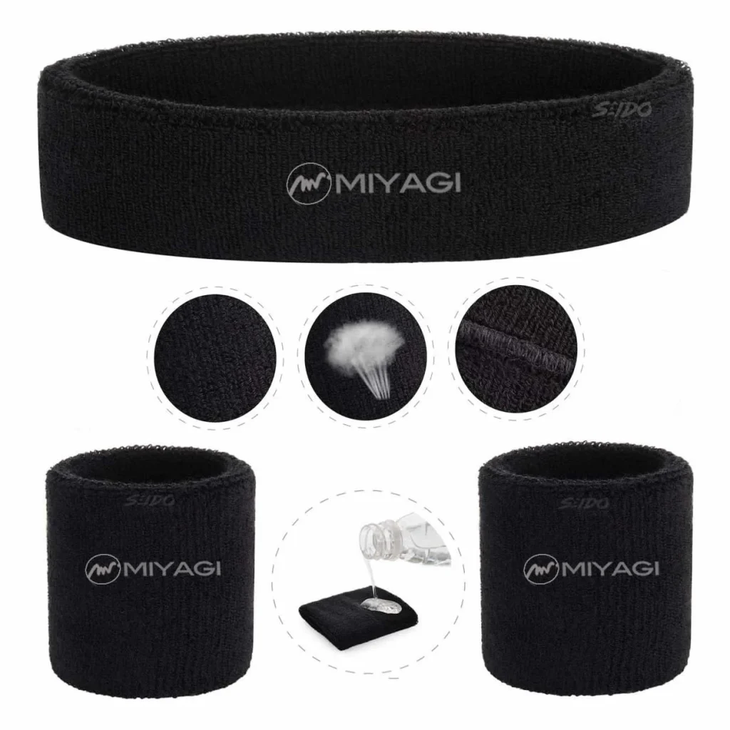 Set Kit Balaca Y Muñequera Miyagi Algodón Fitness Gym