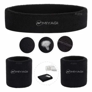 Set Kit Balaca Y Muñequera Miyagi Algodón Fitness Gym
