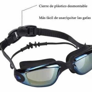 Gafas Piscina Natación Tapa oídos Integrados Tipo Espejo  Uv400 + Estuche